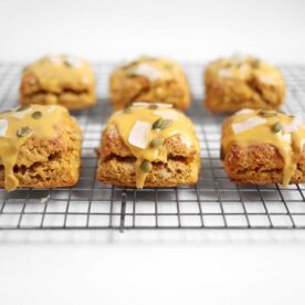 Pumpkin scones with pumpkin glaze from the faux martha