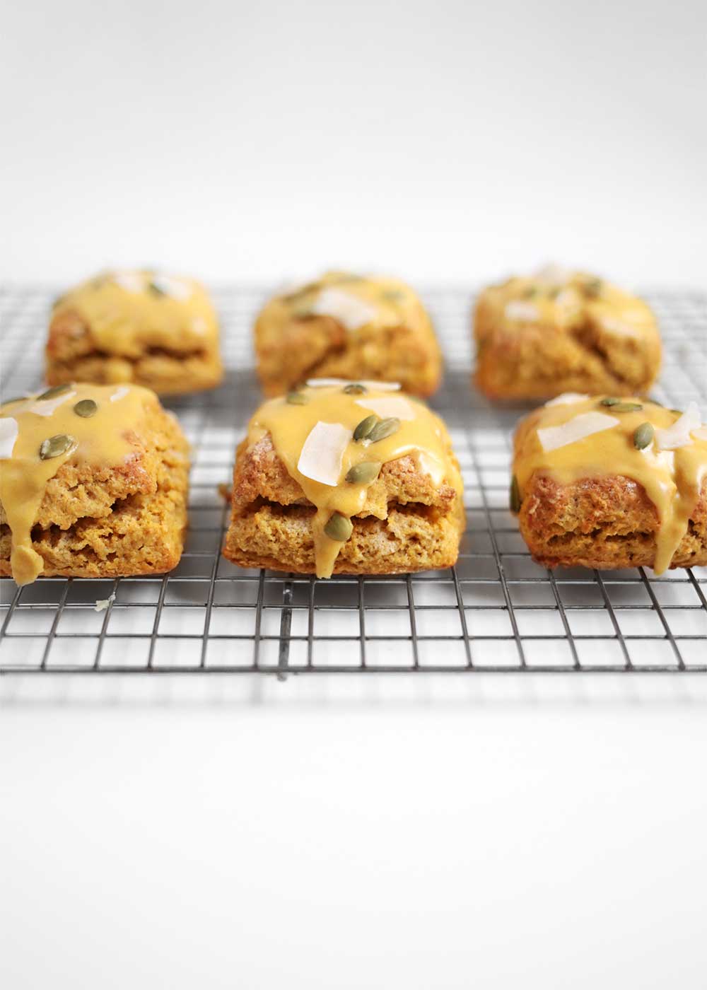 Pumpkin scones with pumpkin glaze from the faux martha