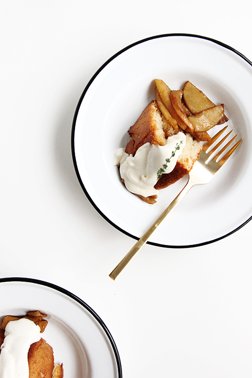 Wine Sautéed Apples over Cake | @thefauxmartha