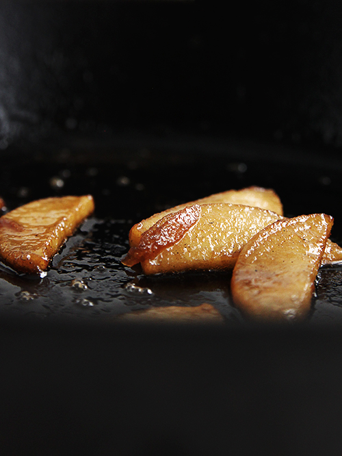 Wine Sautéed Apples over Cake | @thefauxmartha