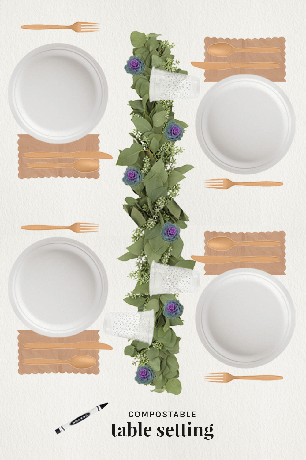 kid friendly compostable table setting