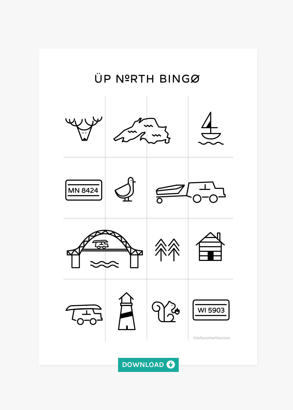 Up North Bingo download from The Fauxmartha