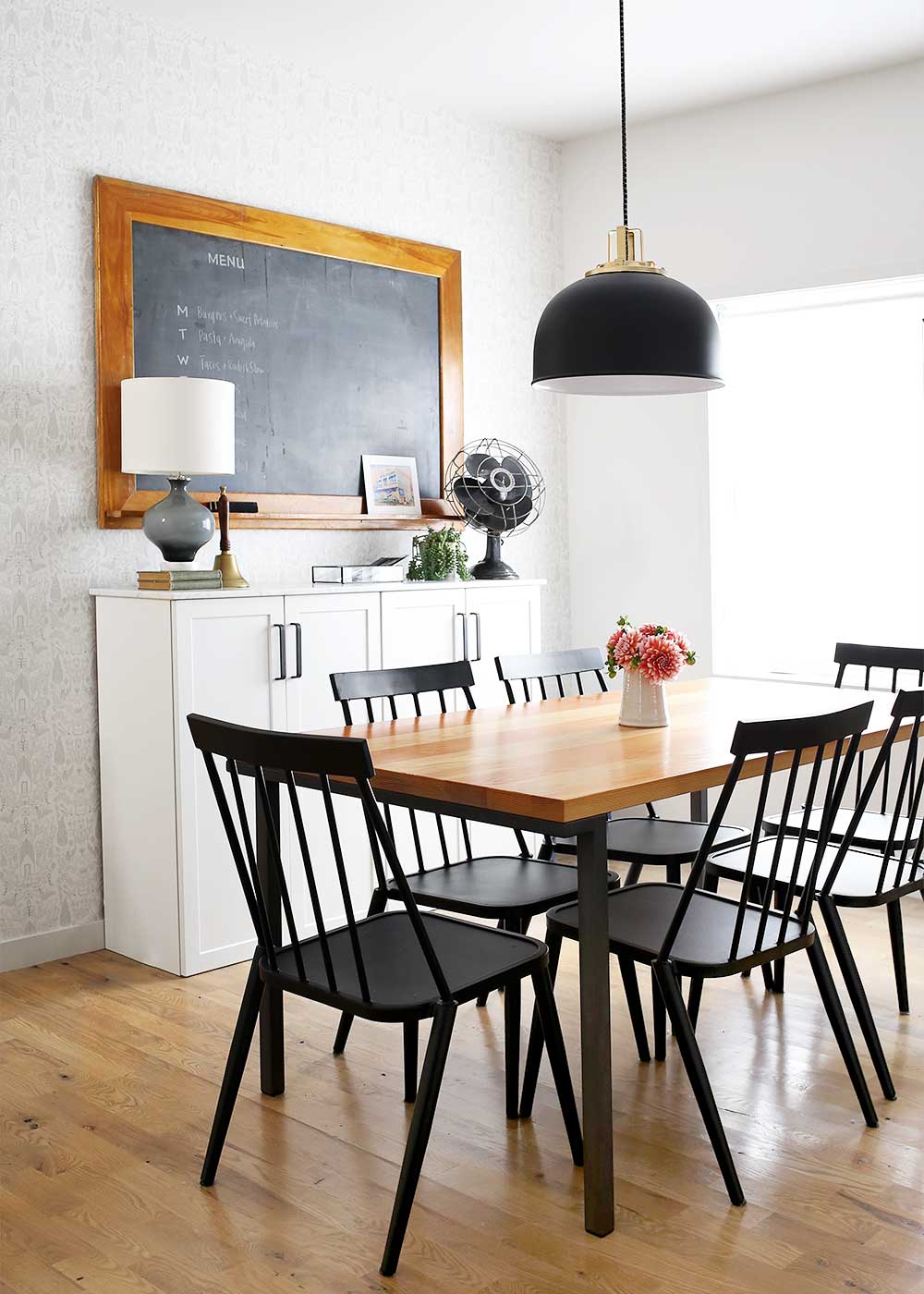 Modern Farmhouse Dining Room with Ikea Fauxdenza from The Fauxmartha