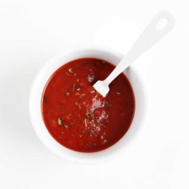 Pantry pizza sauce made with tomato paste from The Fauxmartha
