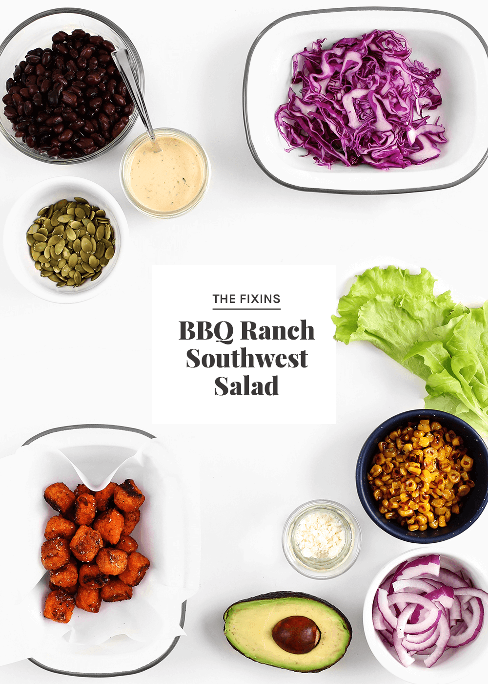 BBQ Ranch Southwest Salad with Sweet Potato Crouton Tots from The Fauxmartha