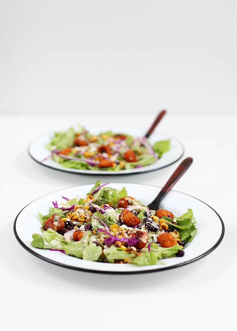 BBQ Ranch Southwest Salad with Sweet Potato Croutons from The Fauxmartha