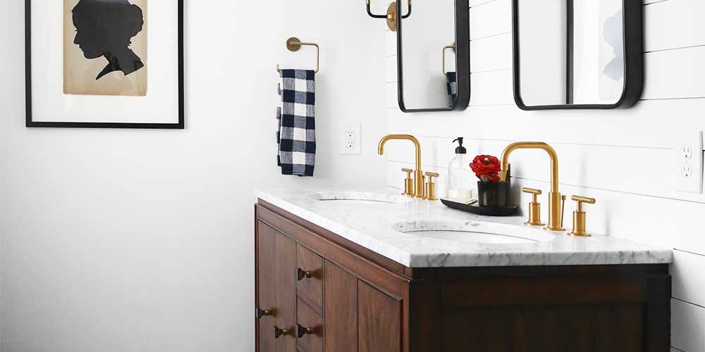 Minimal Masculine Master Bathroom Design from The Fauxmartha
