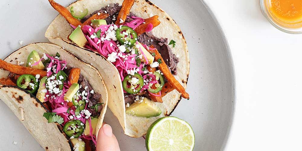 Sweet Potato French Fry Tacos with a chipotle mayo sauce from The Fauxmartha