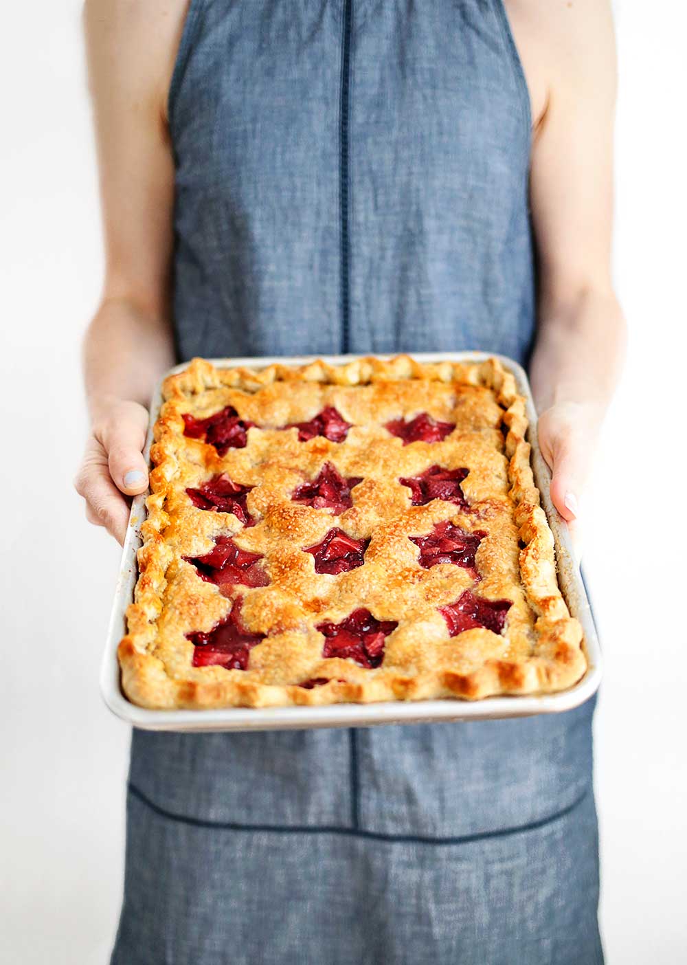 Holding a Strawberry Slab Pie from The Fauxmartha