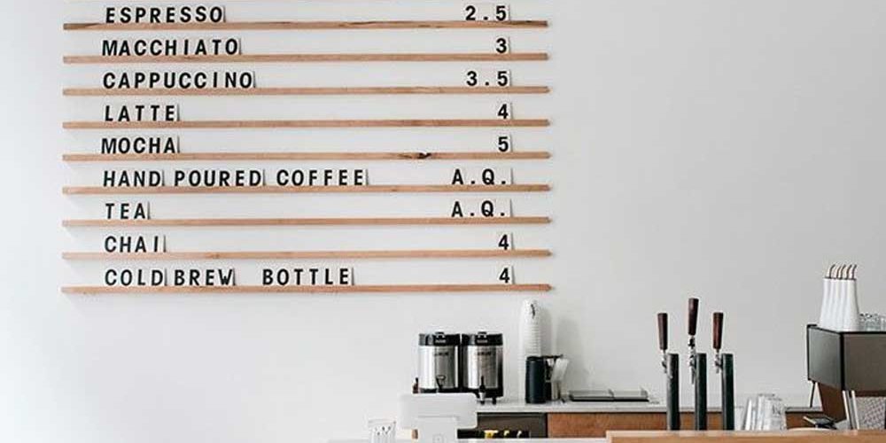 Menu Board from Passenger Coffee