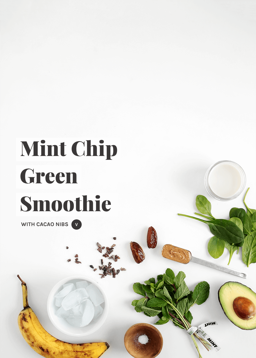 Mint Chip Green Smoothie with cacao nibs from The Faux Martha