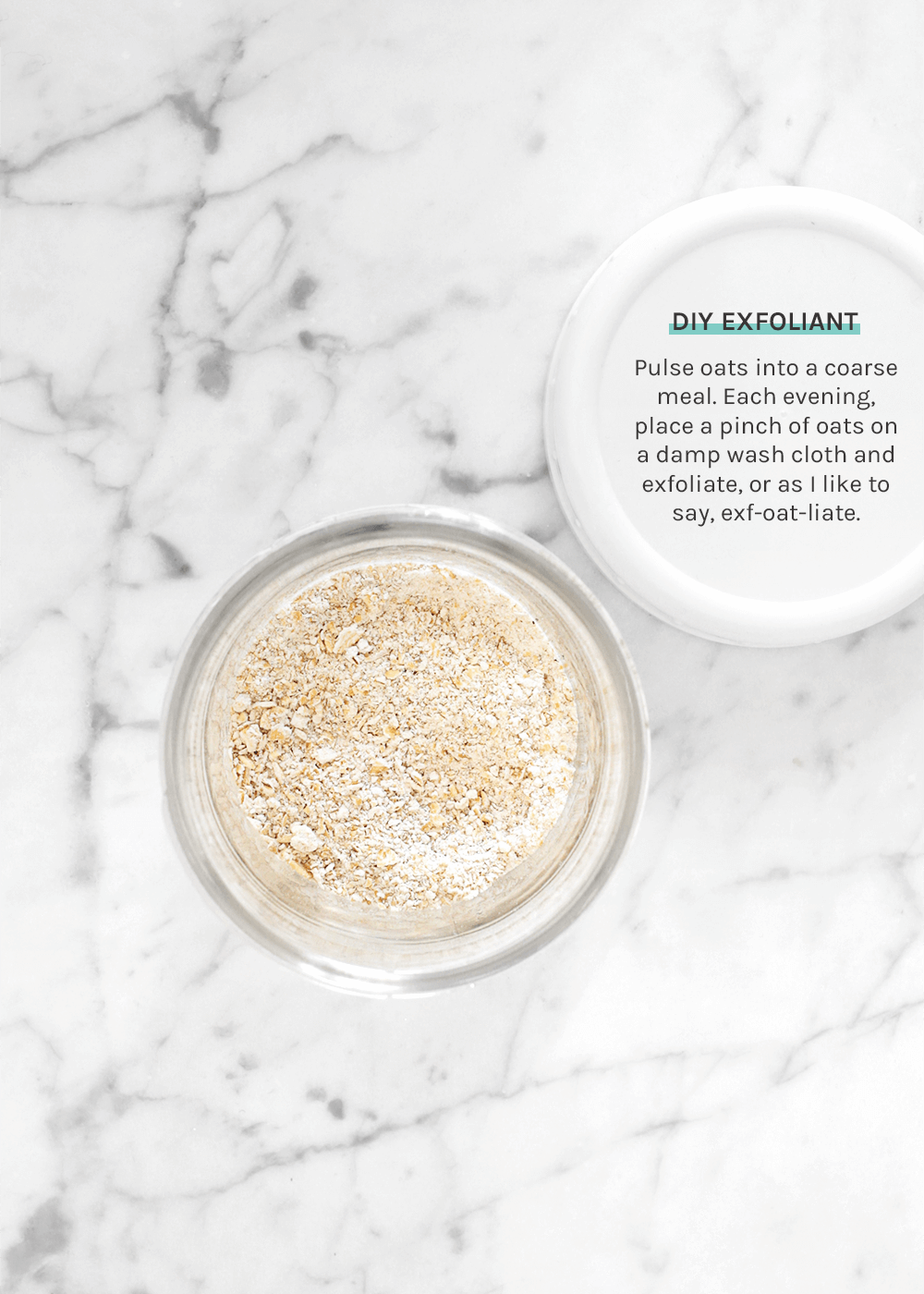 DIY Exfoliant made from oats from the faux martha