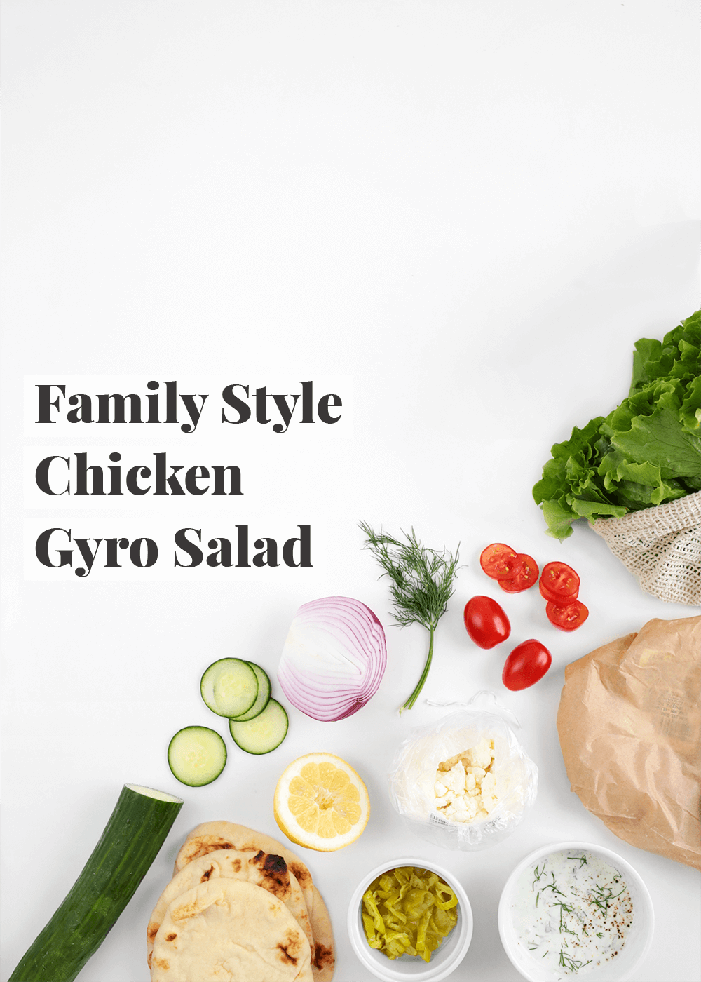 family style chicken gyro salad from the faux martha