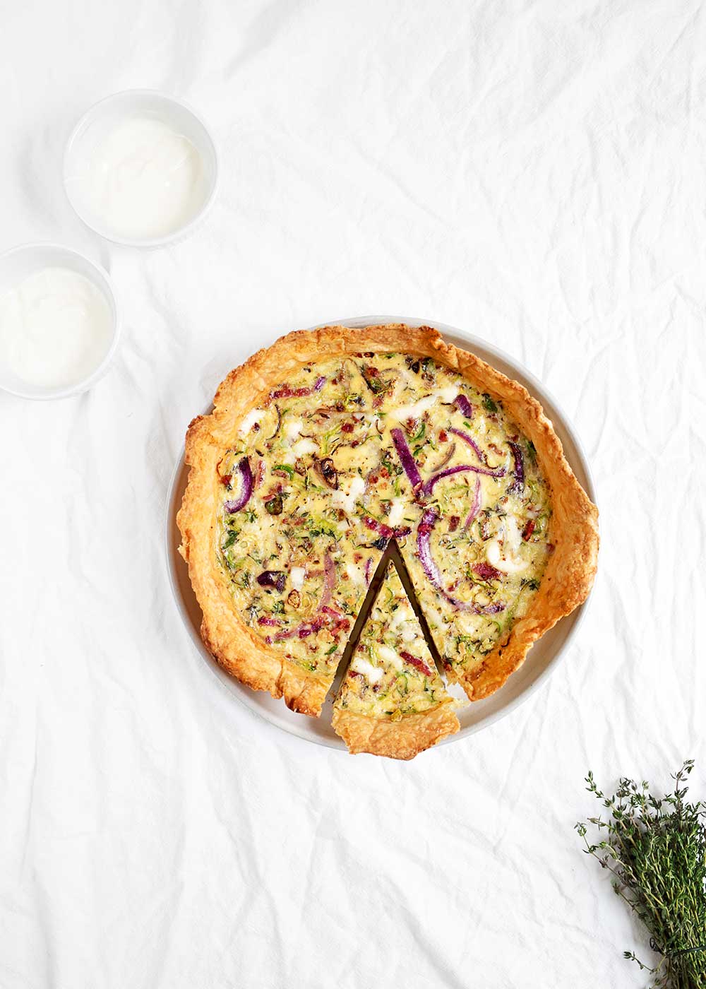 Shaved Brussels Sprouts Quiche from The faux martha