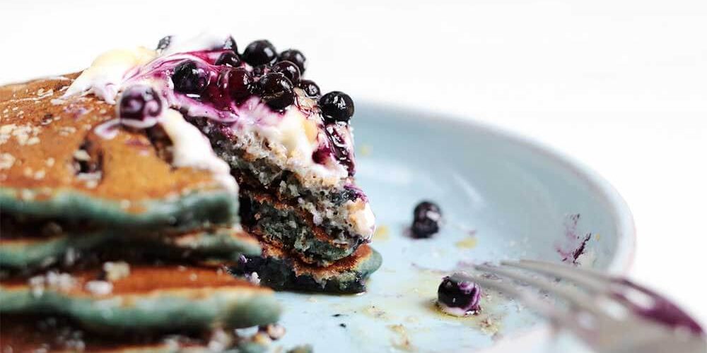 Blueberry Spelt Pancakes with walnuts from The Faux Martha