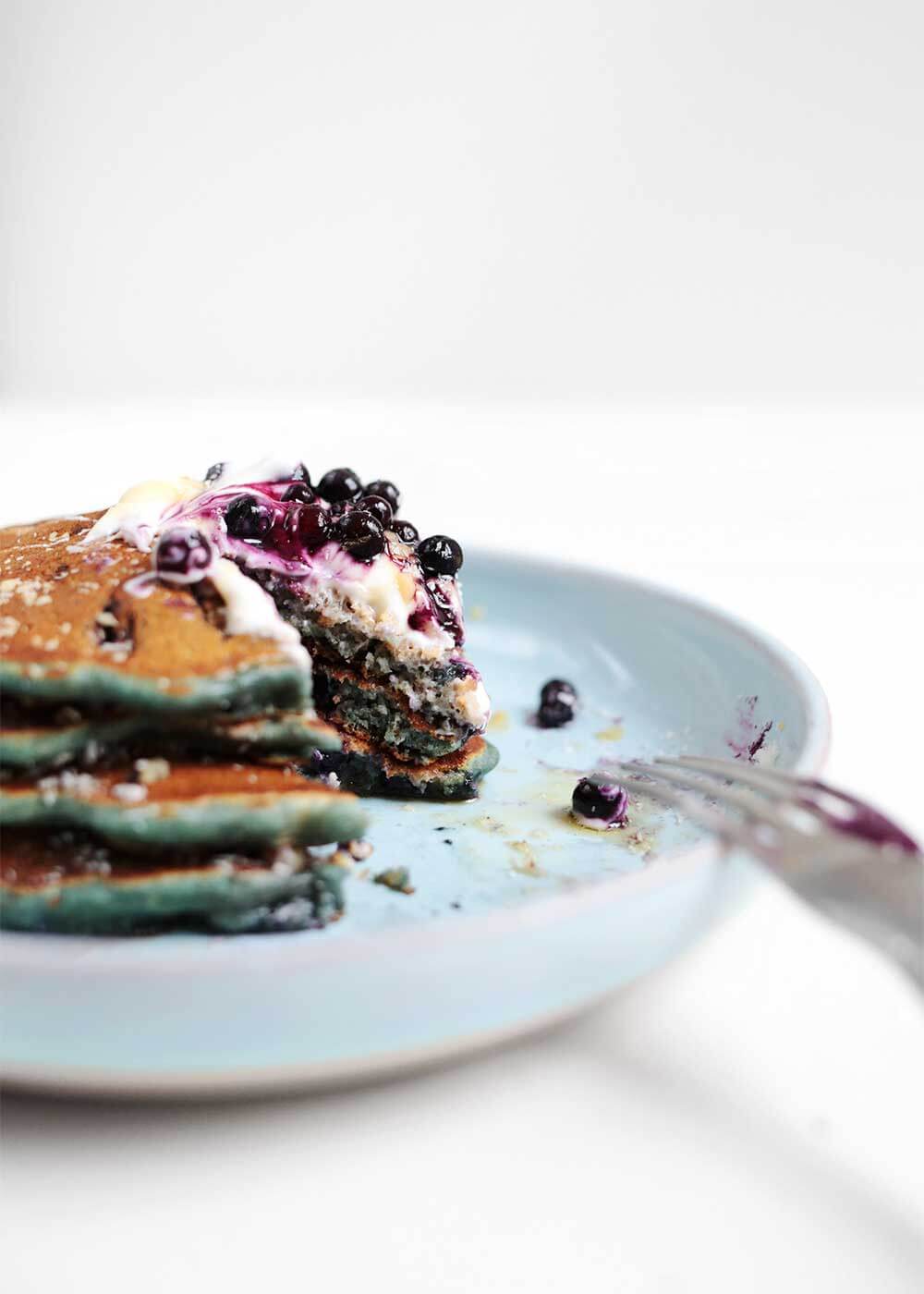 Blueberry Spelt Pancakes with walnuts from The Faux Martha