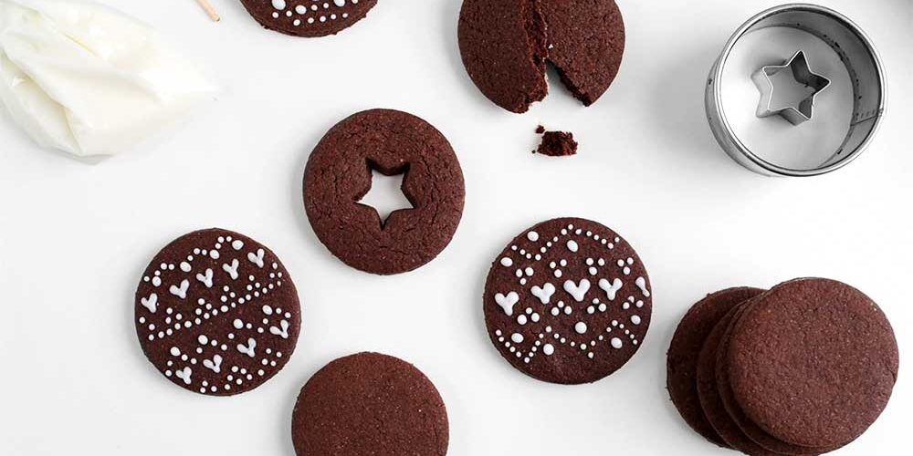 decorated Chocolate Cardamom Rye Cut-Out Cookies from the faux martha