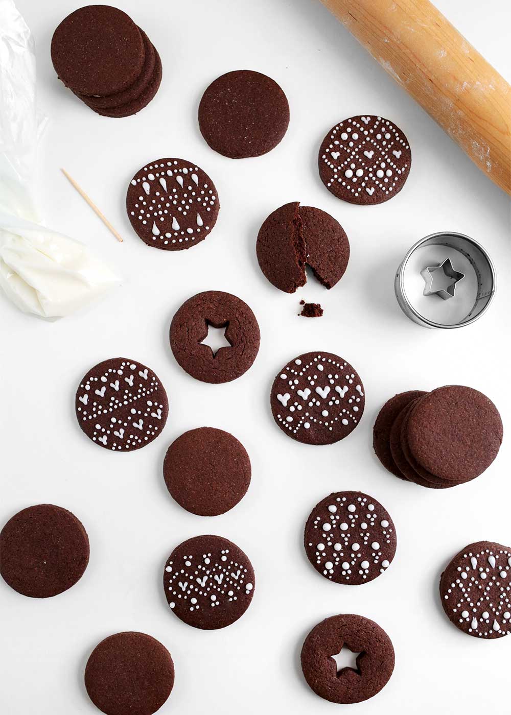 decorated Chocolate Cardamom Rye Cut-Out Cookies from the faux martha