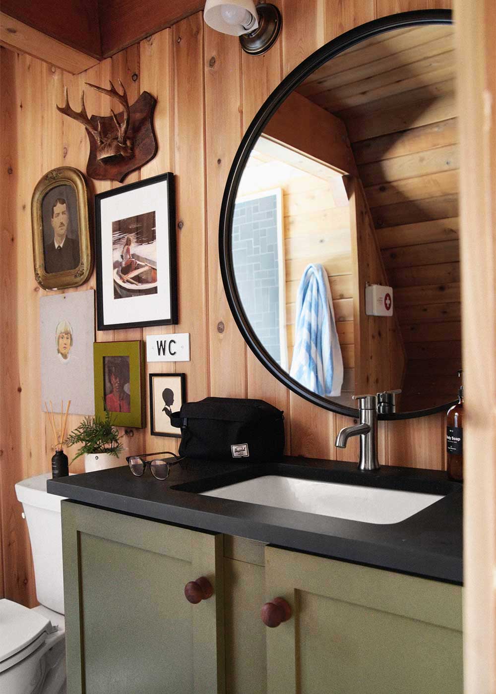 The Minne Stuga Cabin Bathroom from The Faux Martha