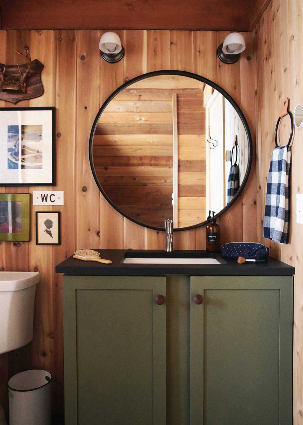 The Minne Stuga Cabin Bathroom from The Faux Martha