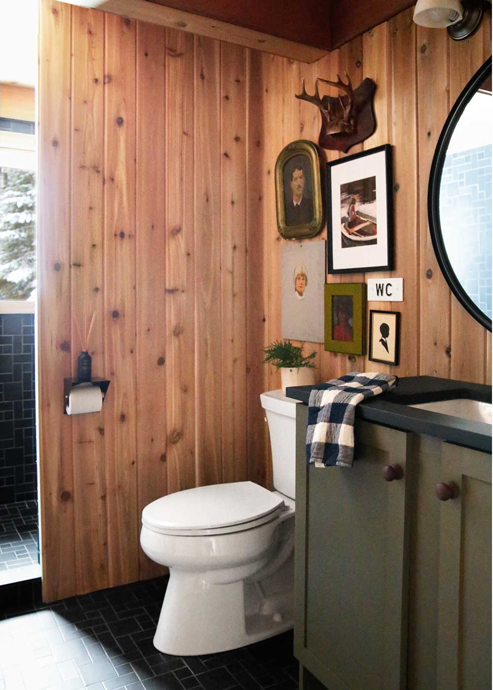 The Minne Stuga Cabin Bathroom from The Faux Martha